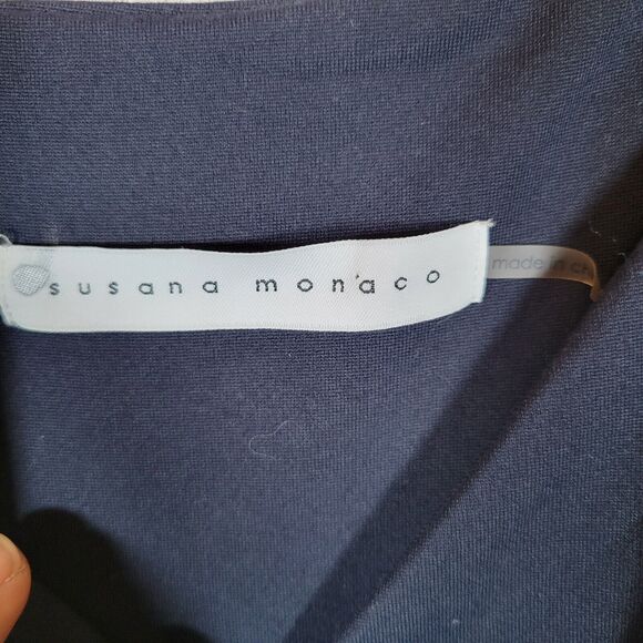 Susana Monaco Womens Wrap Short Dress Size Small Blue Tank Spaghetti Strap Sexy - Picture 5 of 8